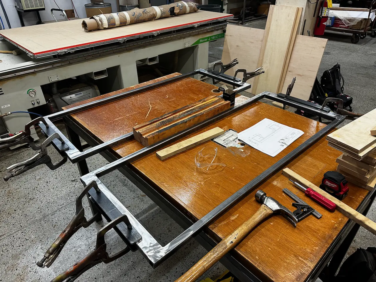 doors setup with clamps to be welded